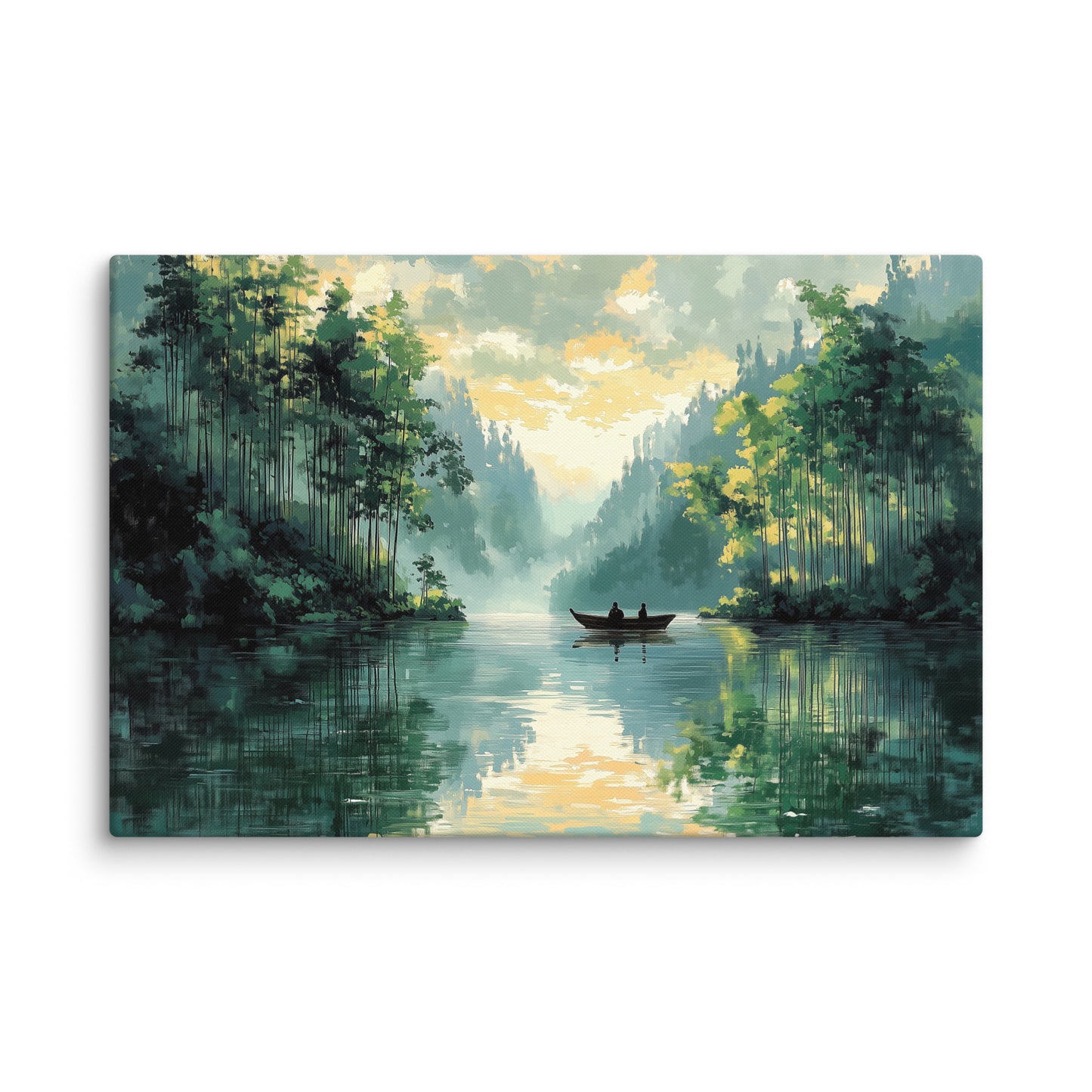 Tableau Nature Cours d Eau - Balade en Barque Affiches, reproductions et œuvres graphiques Art Virtuoso XL