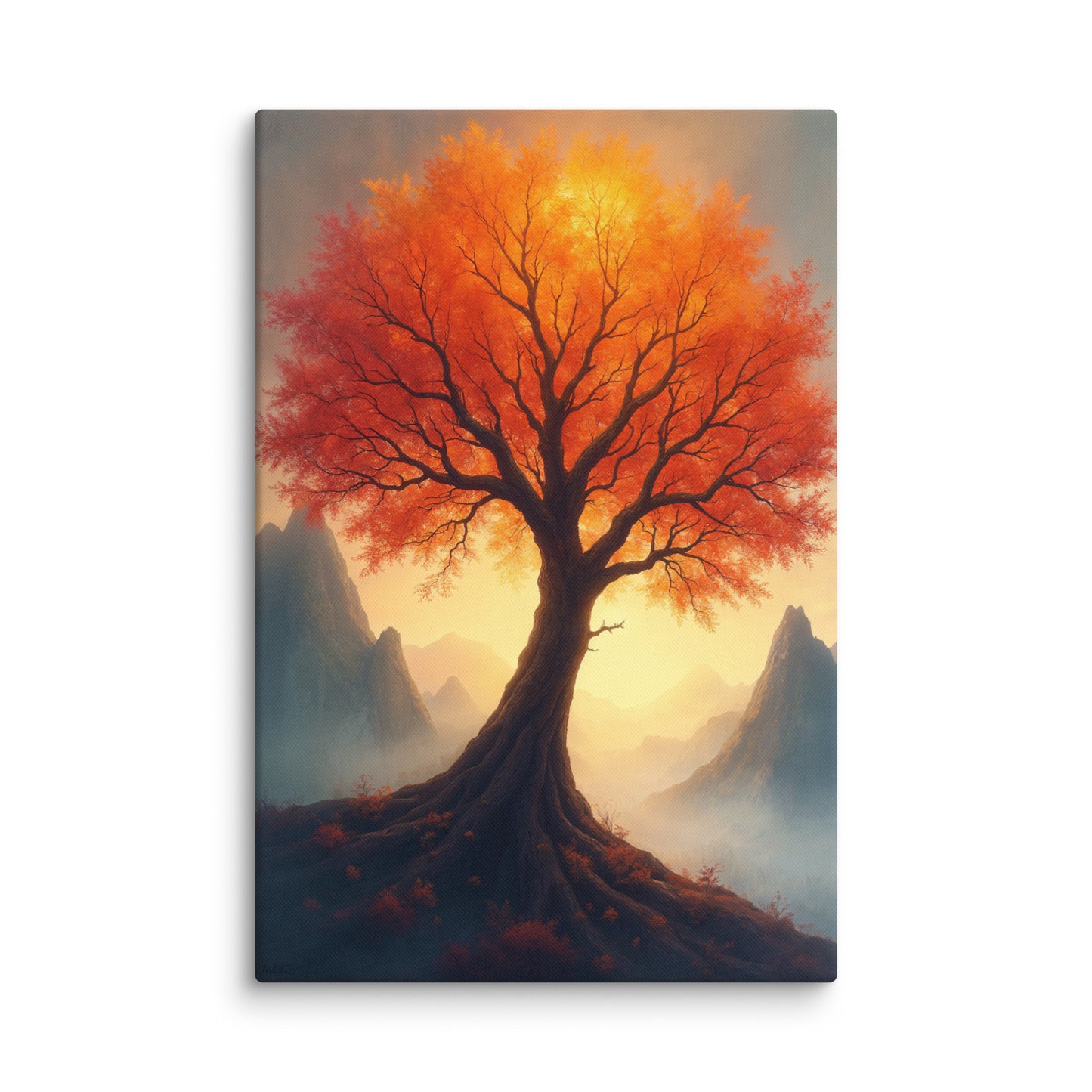 Arbre Rouge Sur Toile - Nature automnale mystique Affiches, reproductions et œuvres graphiques Art Virtuoso XL