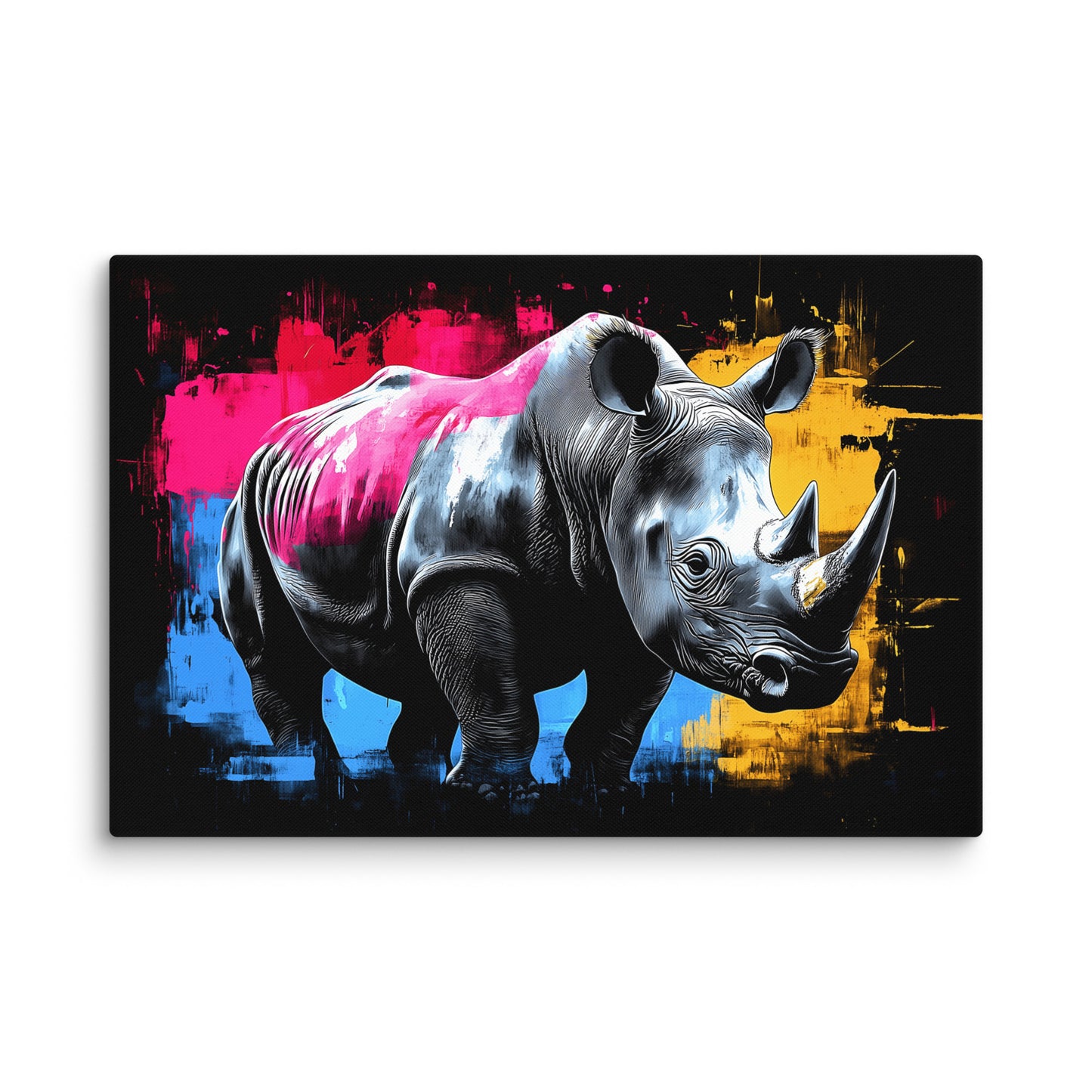 Tableau Animal Multicolore - Rhinocéros Pop Affiches, reproductions et œuvres graphiques Art Virtuoso XL
