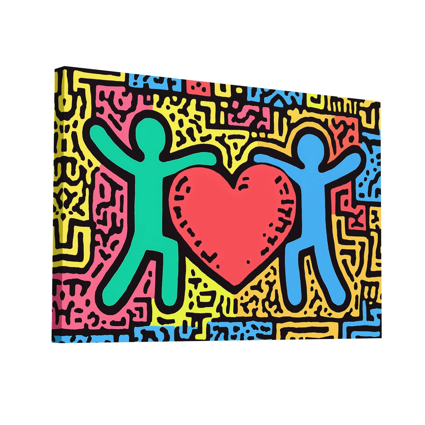 Product Hero 3D WebP Toile Coeur Keith Haring Style - Art Virtuoso