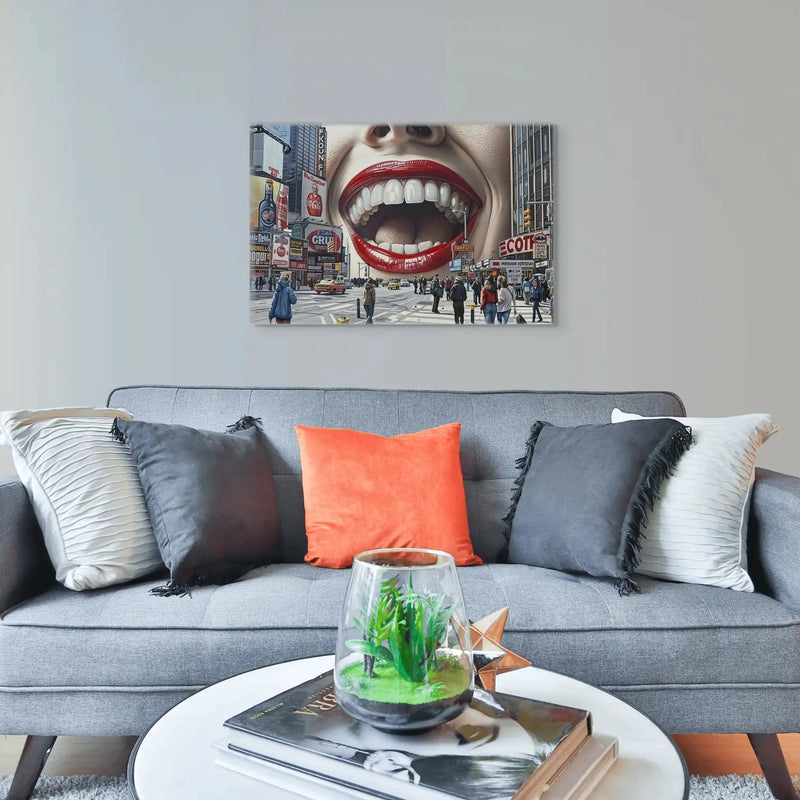 Spielerische urbane Pop-Art-Collage auf Leinwand