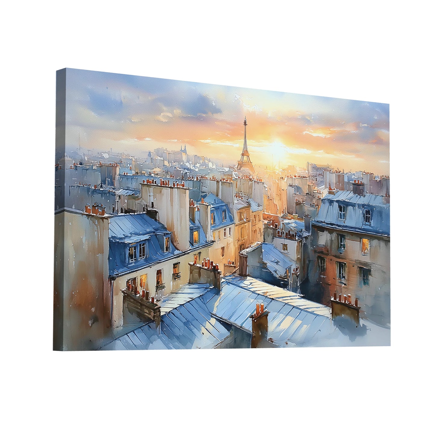 Product Hero 3D WebP Toile Coucher de soleil a Paris - Art Virtuoso