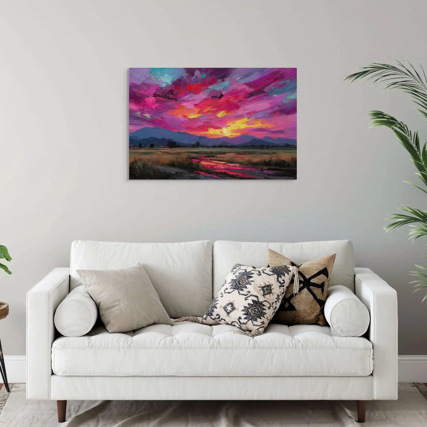 Coucher de Soleil - Tableau Impressionniste Pourpre
