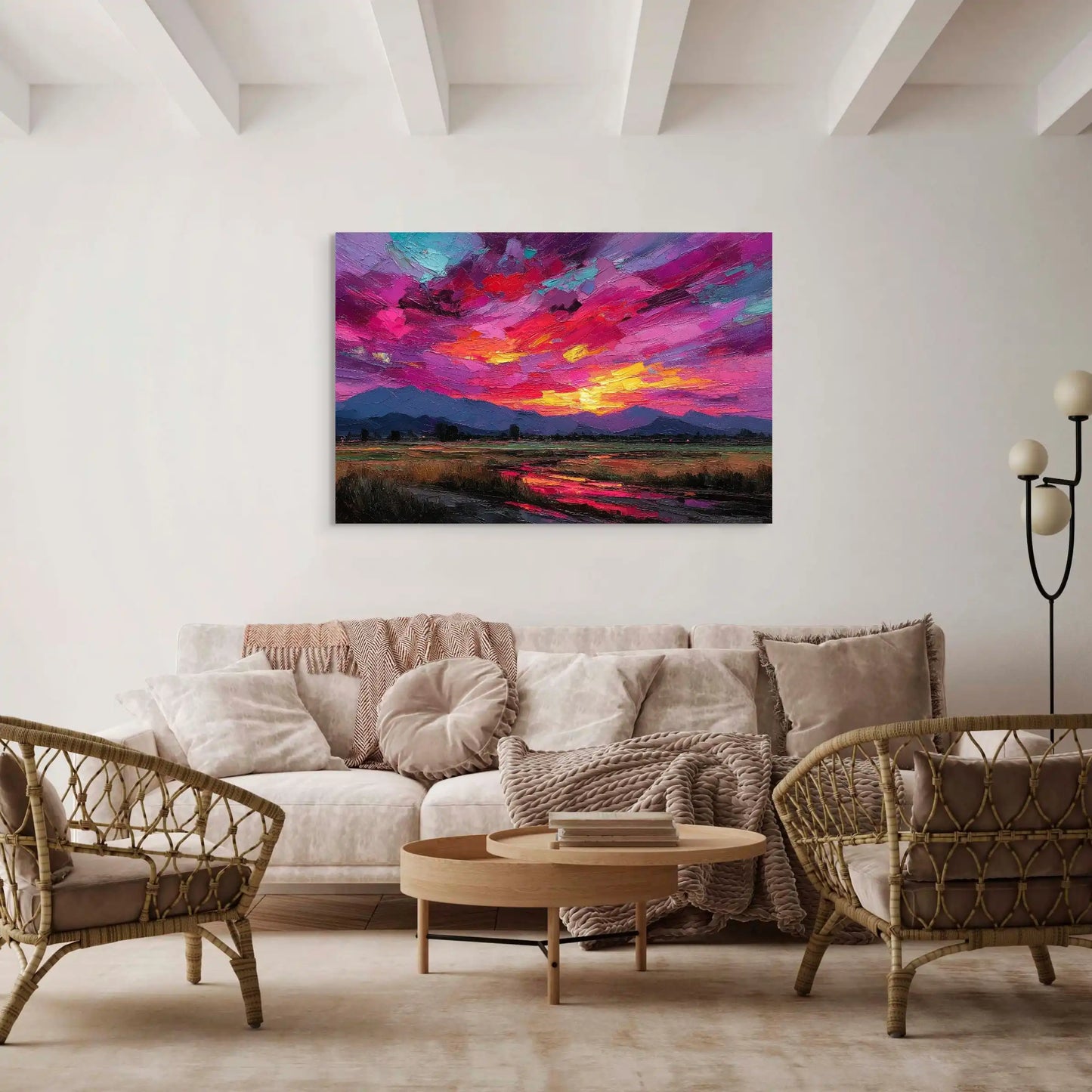 Coucher de Soleil - Tableau Impressionniste Pourpre