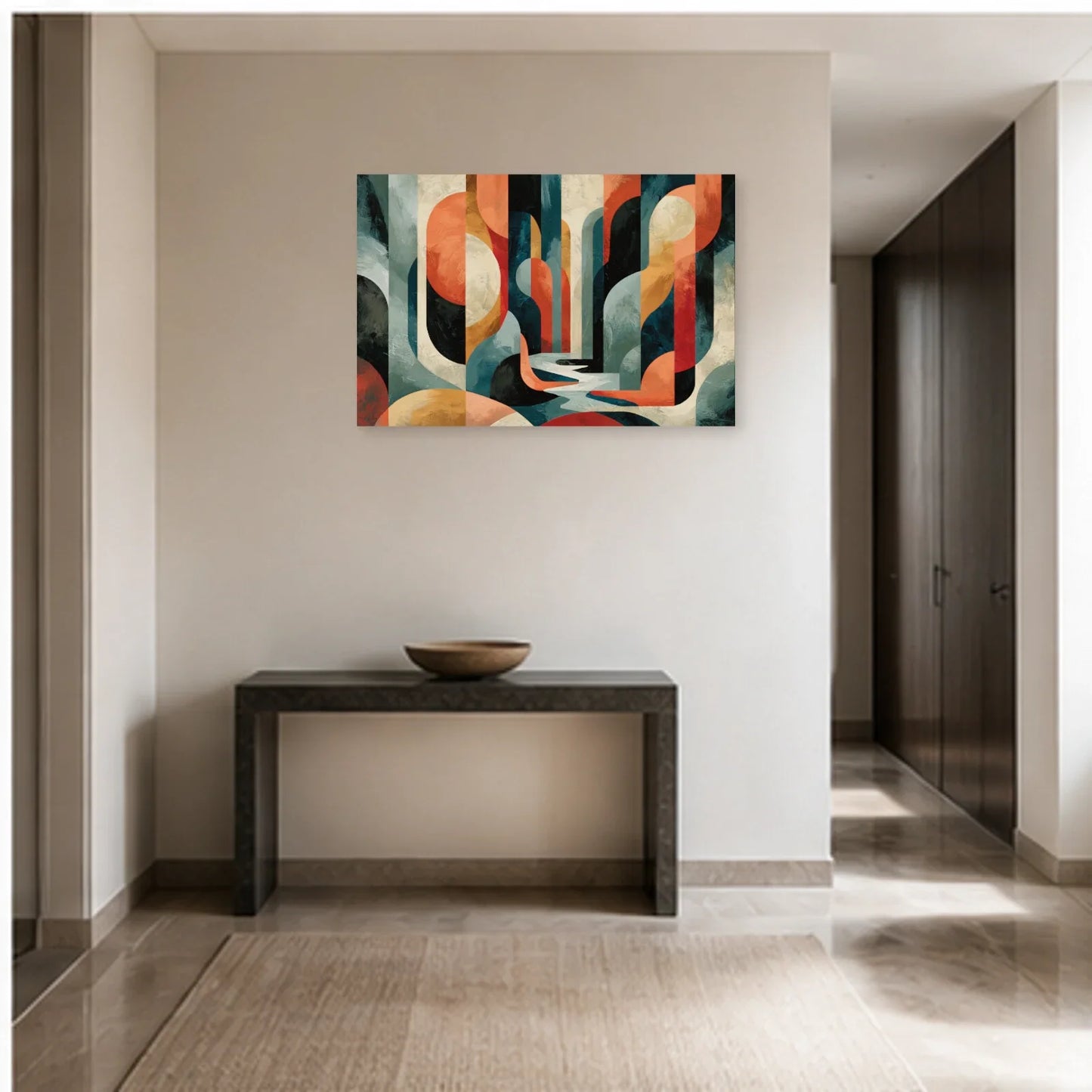 Décoration Murale Moderne pour Salon - Arches Solaires dans une entrée ou un couloir - Art Virtuoso