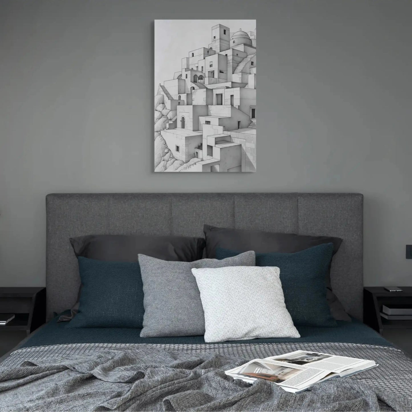Tableau Dessin - Ville Simple Affiches, reproductions et œuvres graphiques Art Virtuoso