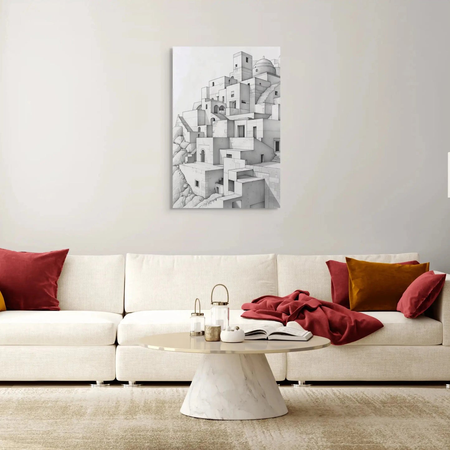 Tableau Dessin - Ville Simple Affiches, reproductions et œuvres graphiques Art Virtuoso