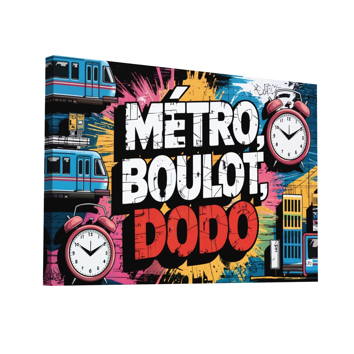 Product Hero 3D WebP Toile Graffiti Mural - Métro Boulot Dodo - Art Virtuoso