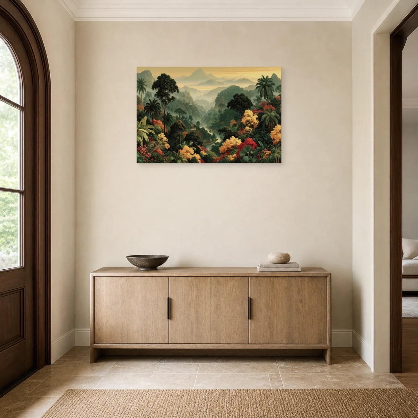 Grand Tableau Jungle Panoramique dans une entree ou un couloir decore