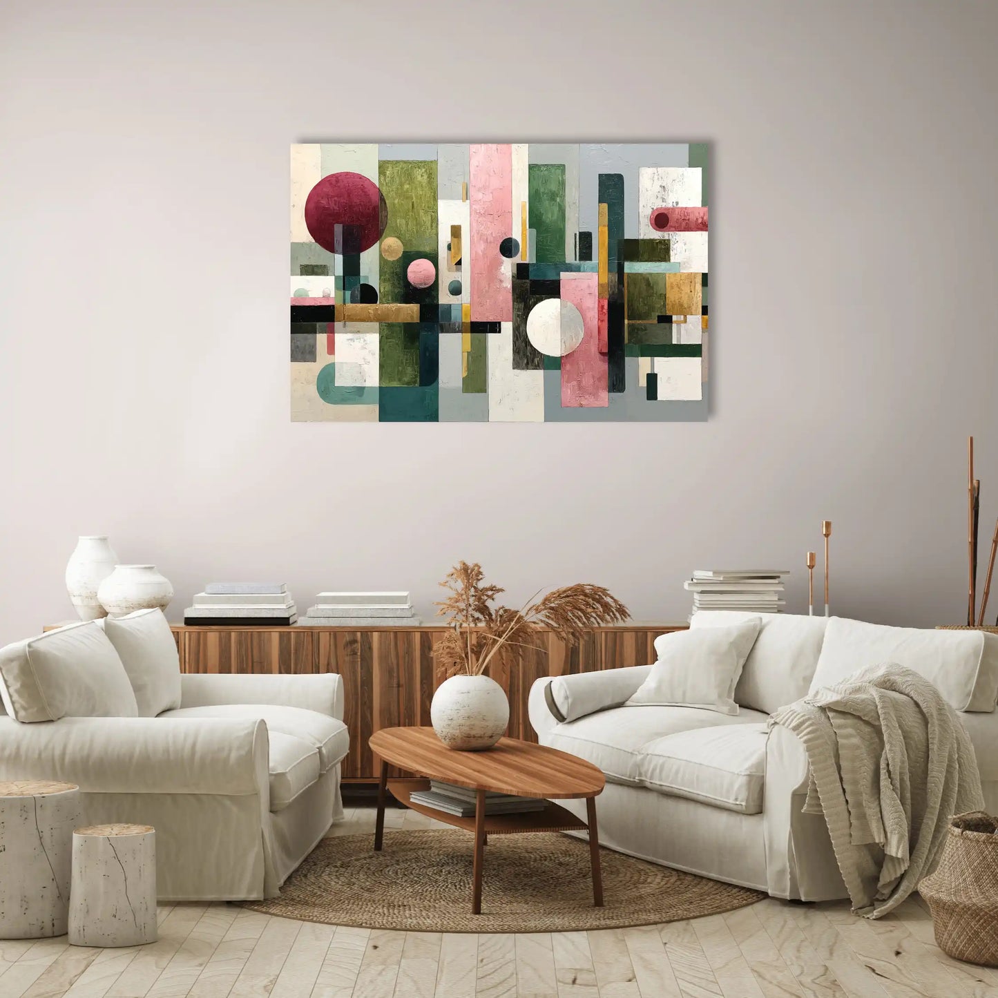 Grand Tableau Contemporain - Équilibre Géométrique