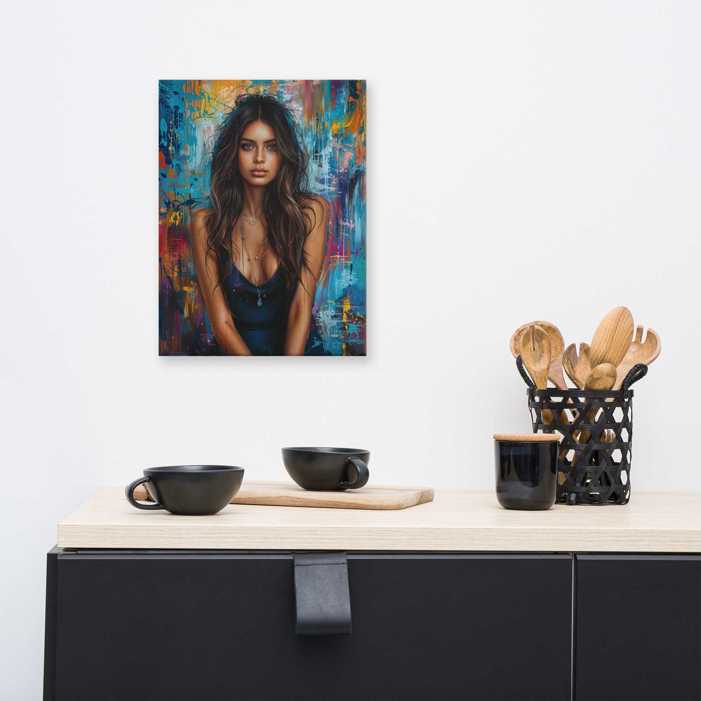 Tableau Peinture Femme Sensuelle sur fond Abstrait Art Virtuoso