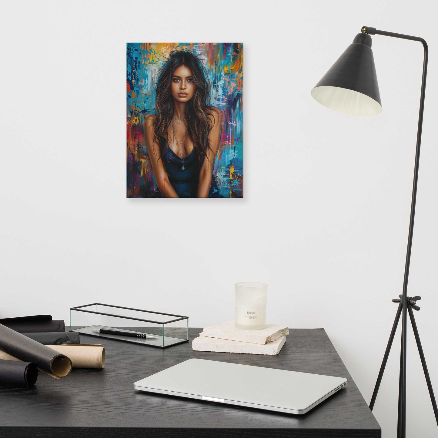 Tableau Peinture Femme Sensuelle sur fond Abstrait Art Virtuoso