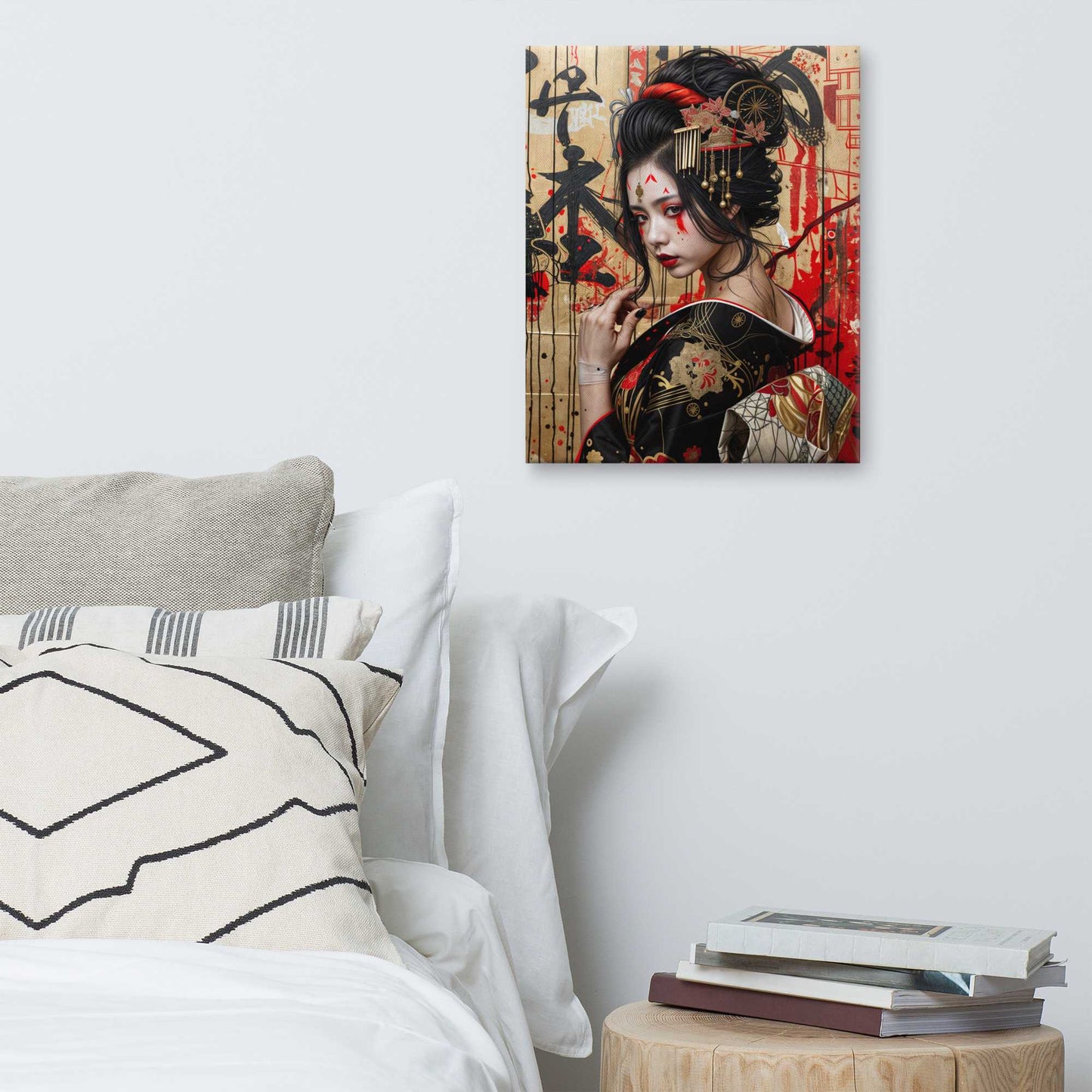 Tableau Peinture Geisha de Dos - Keiko Art Virtuoso