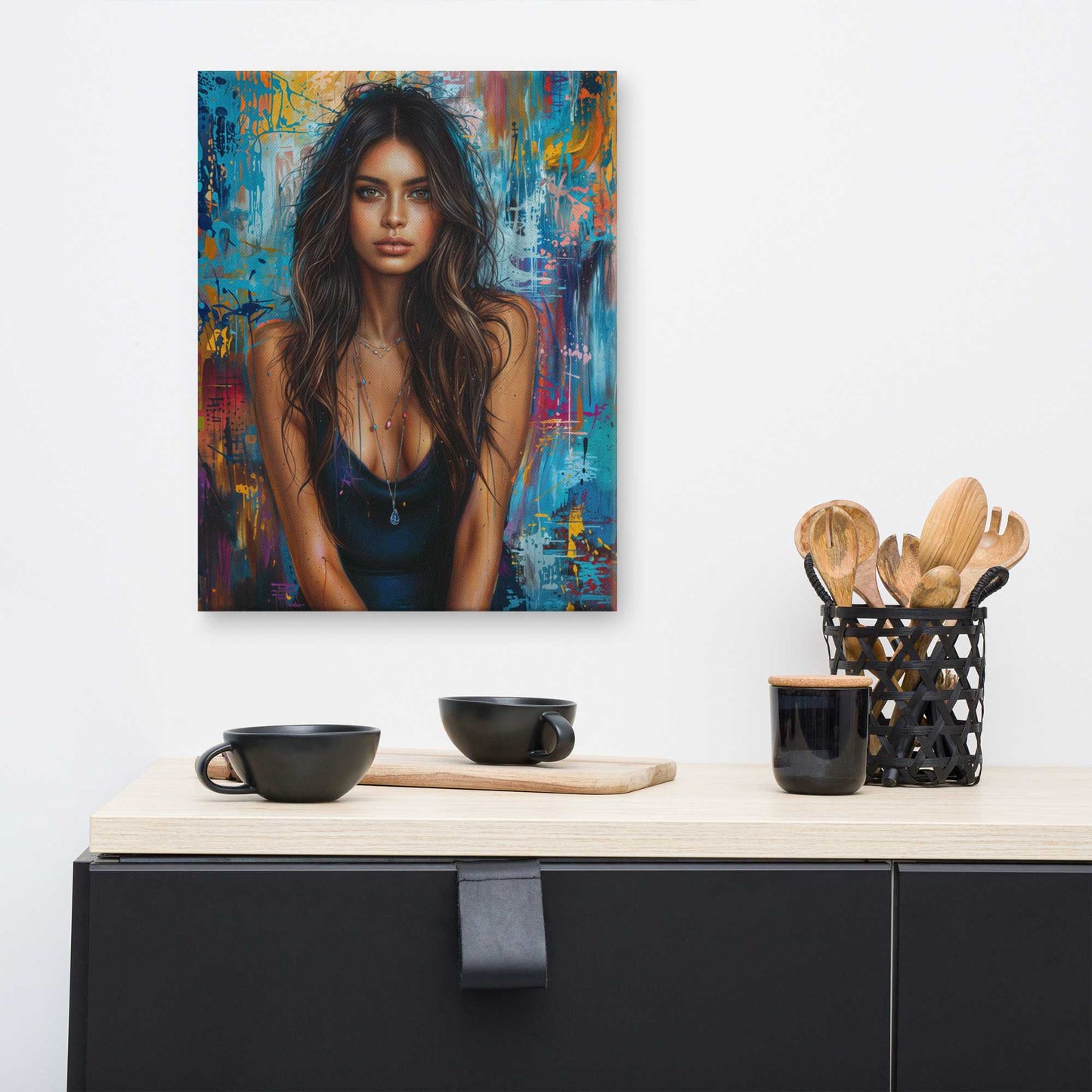 Tableau Peinture Femme Sensuelle sur fond Abstrait Art Virtuoso