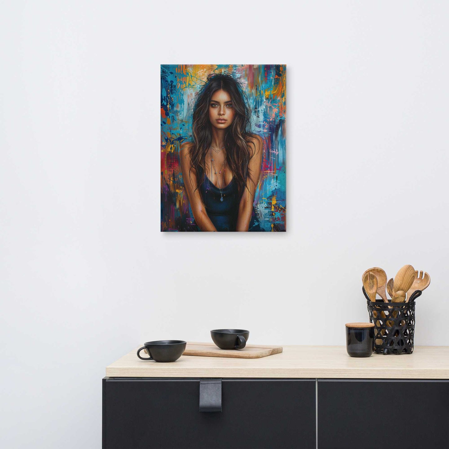 Tableau Peinture Femme Sensuelle sur fond Abstrait Art Virtuoso