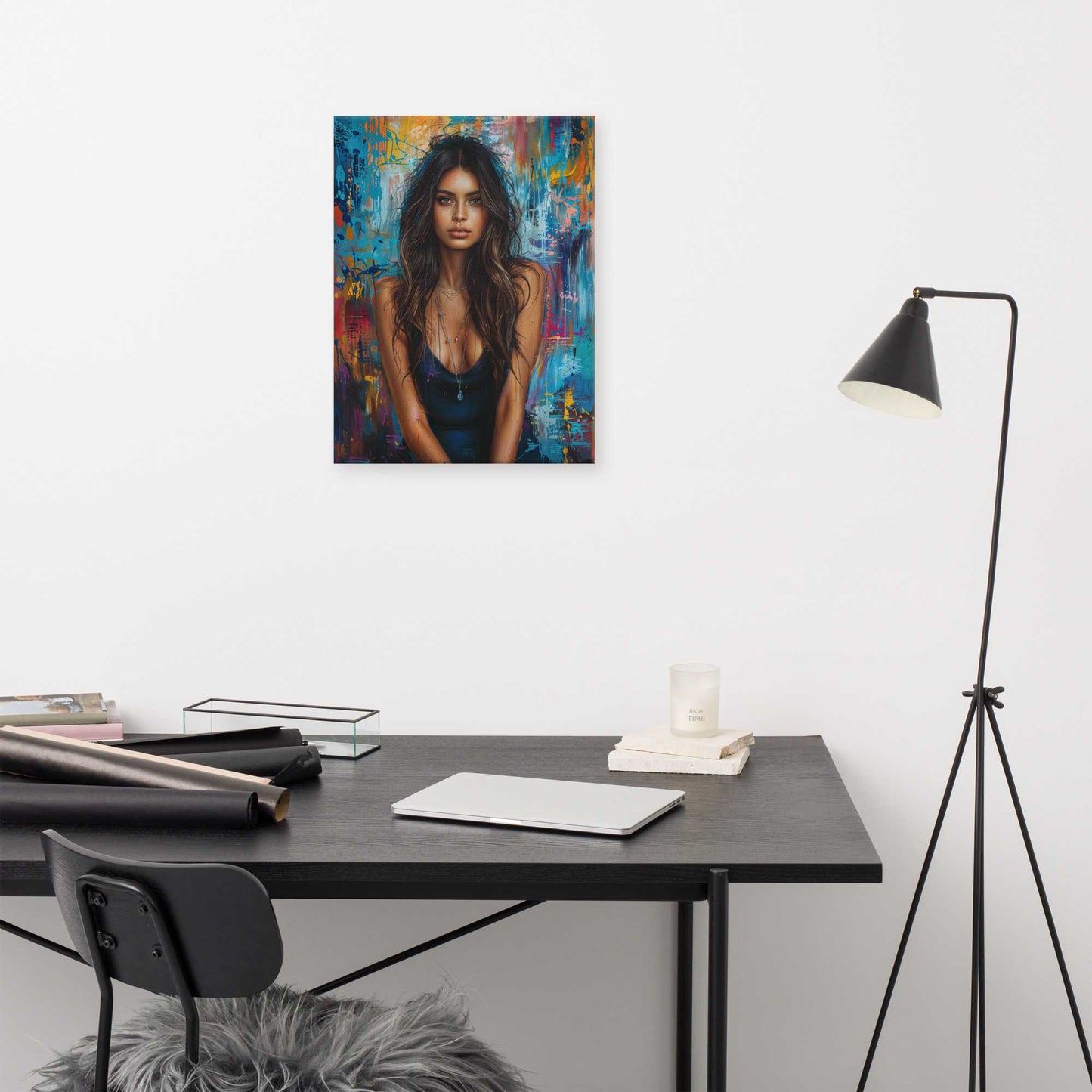 Tableau Peinture Femme Sensuelle sur fond Abstrait Art Virtuoso