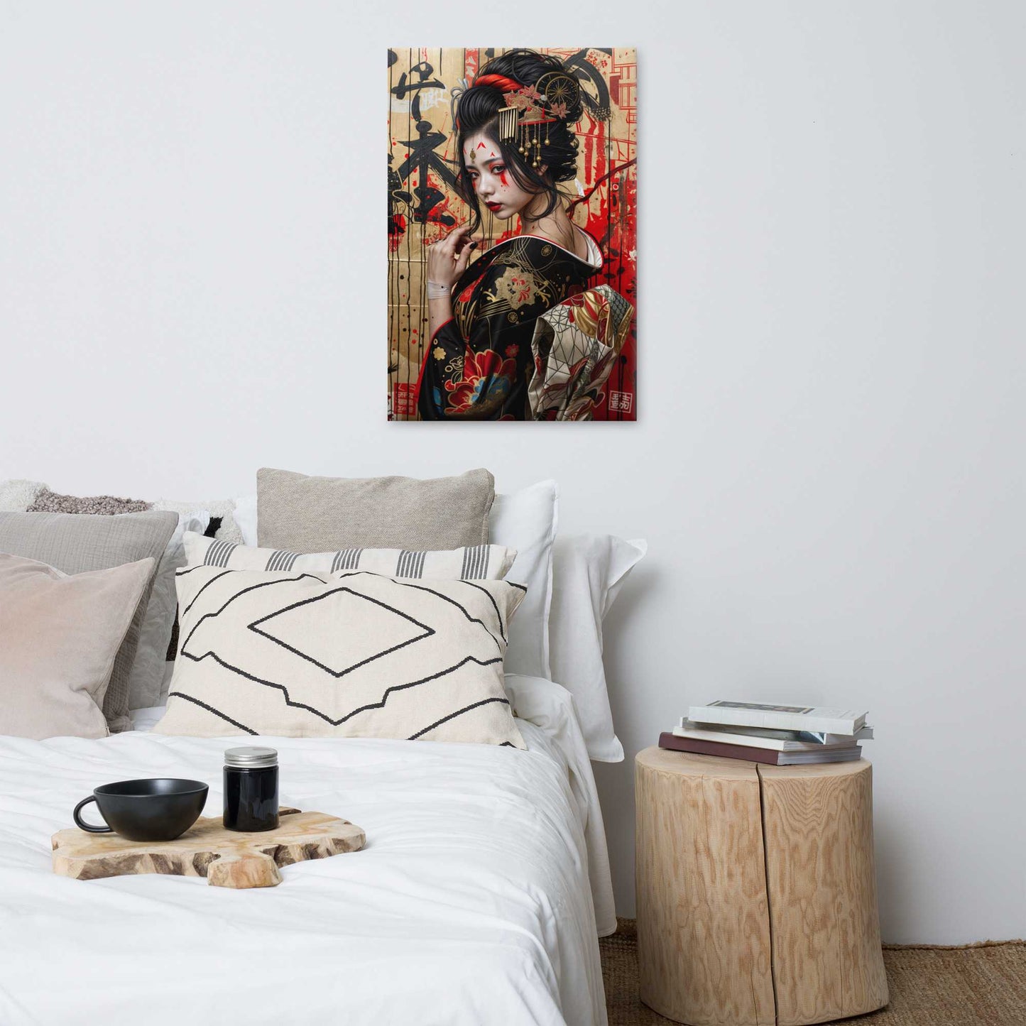 Tableau Peinture Geisha de Dos - Keiko Art Virtuoso