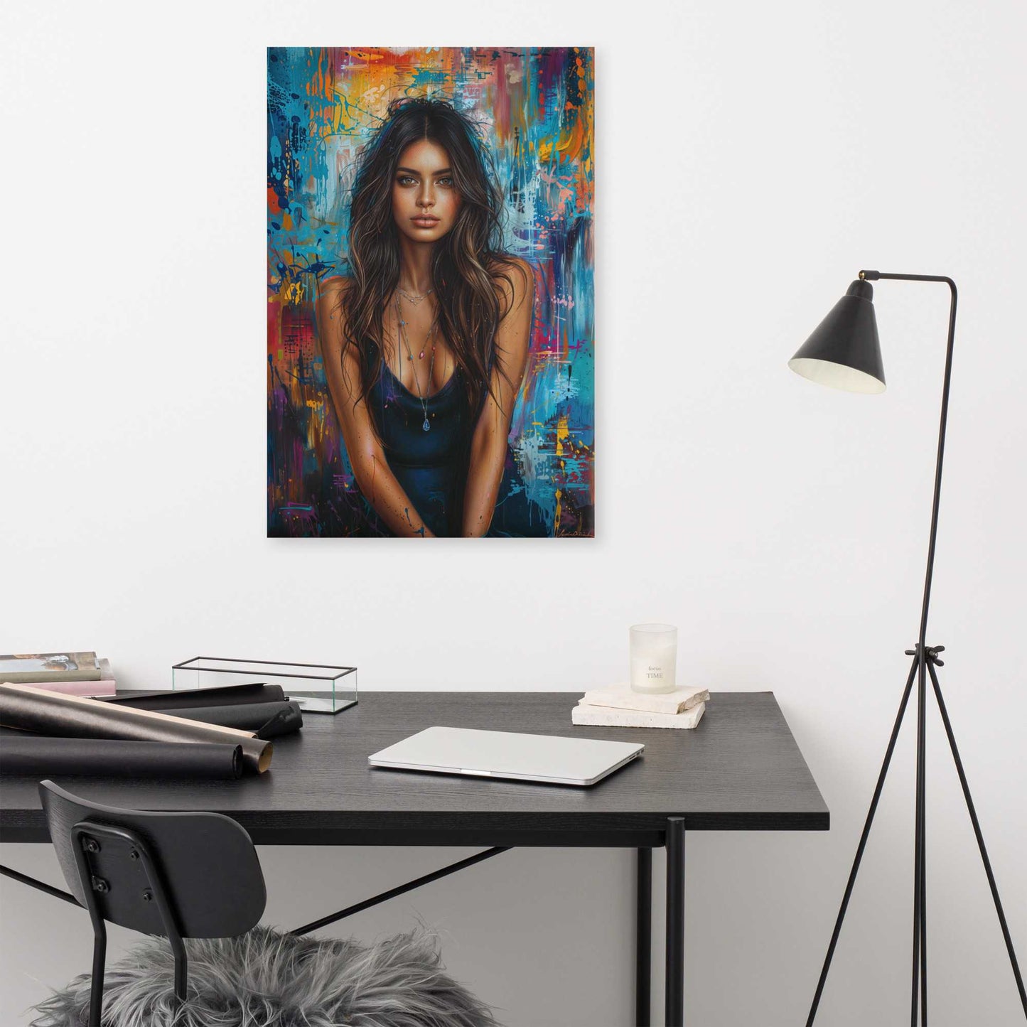 Tableau Peinture Femme Sensuelle sur fond Abstrait Art Virtuoso