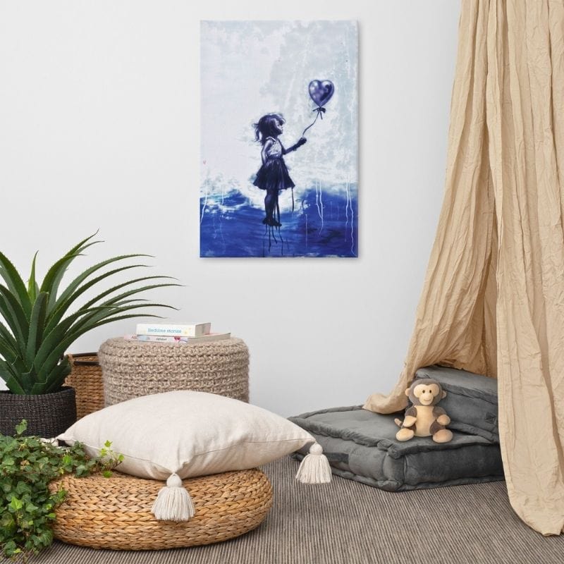 La Petite Fille au Ballon - Bleu Klein Affiches, reproductions et œuvres graphiques Art Virtuoso