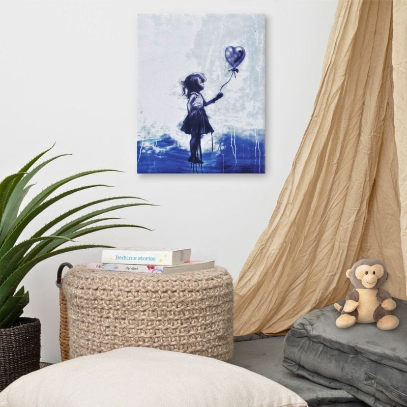 La Petite Fille au Ballon - Bleu Klein Affiches, reproductions et œuvres graphiques Art Virtuoso