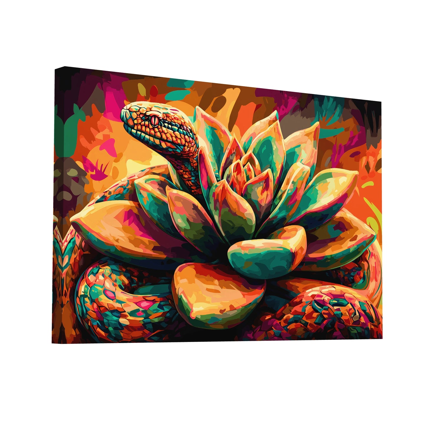 Product Hero 3D WebP Nature Mexicaine Stylisée - Tableau Contemporain aux Symboles Vivants - Art Virtuoso