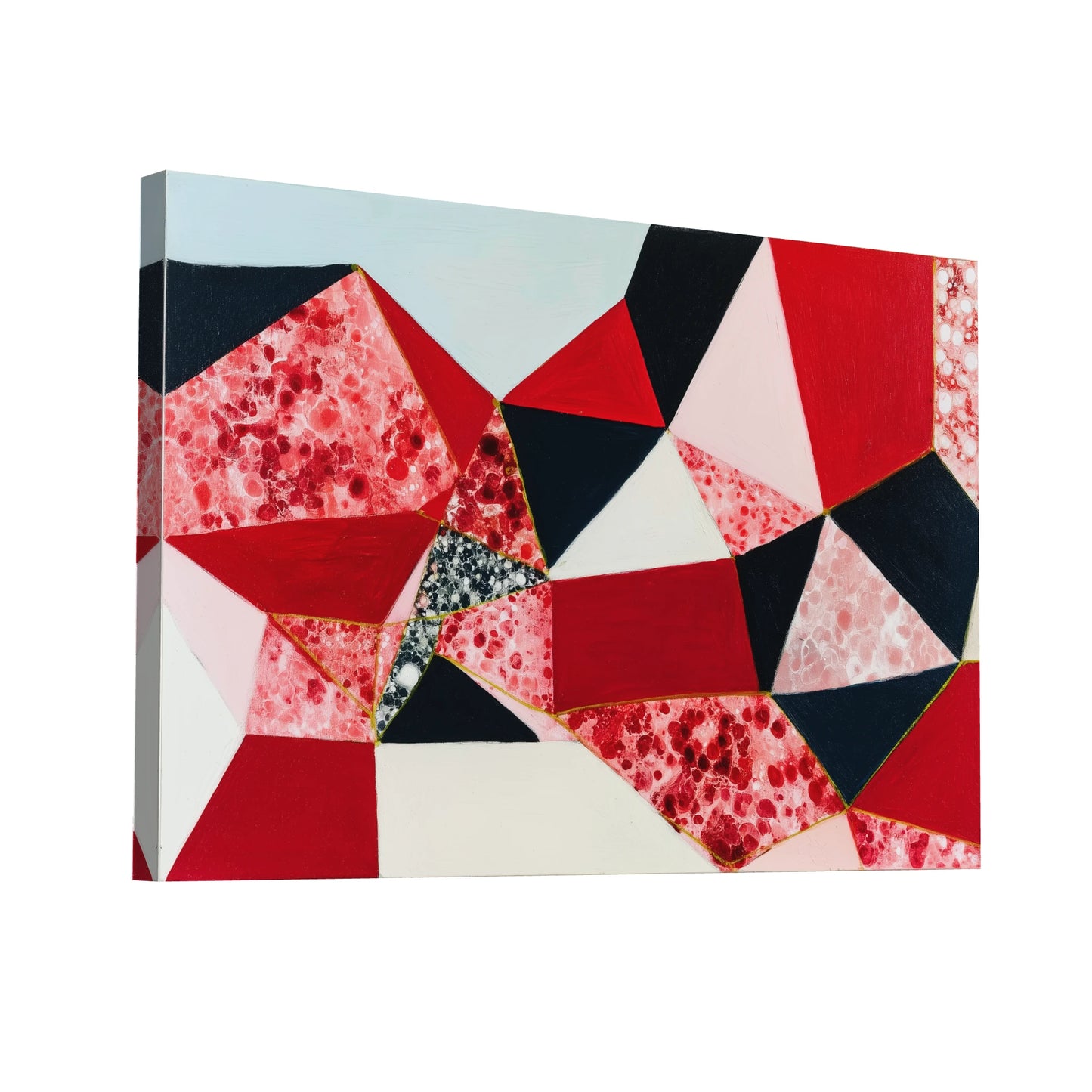 Product Hero 3D WebP Patchwork Scandinave Géométrique carmin et onyx - Art Virtuoso