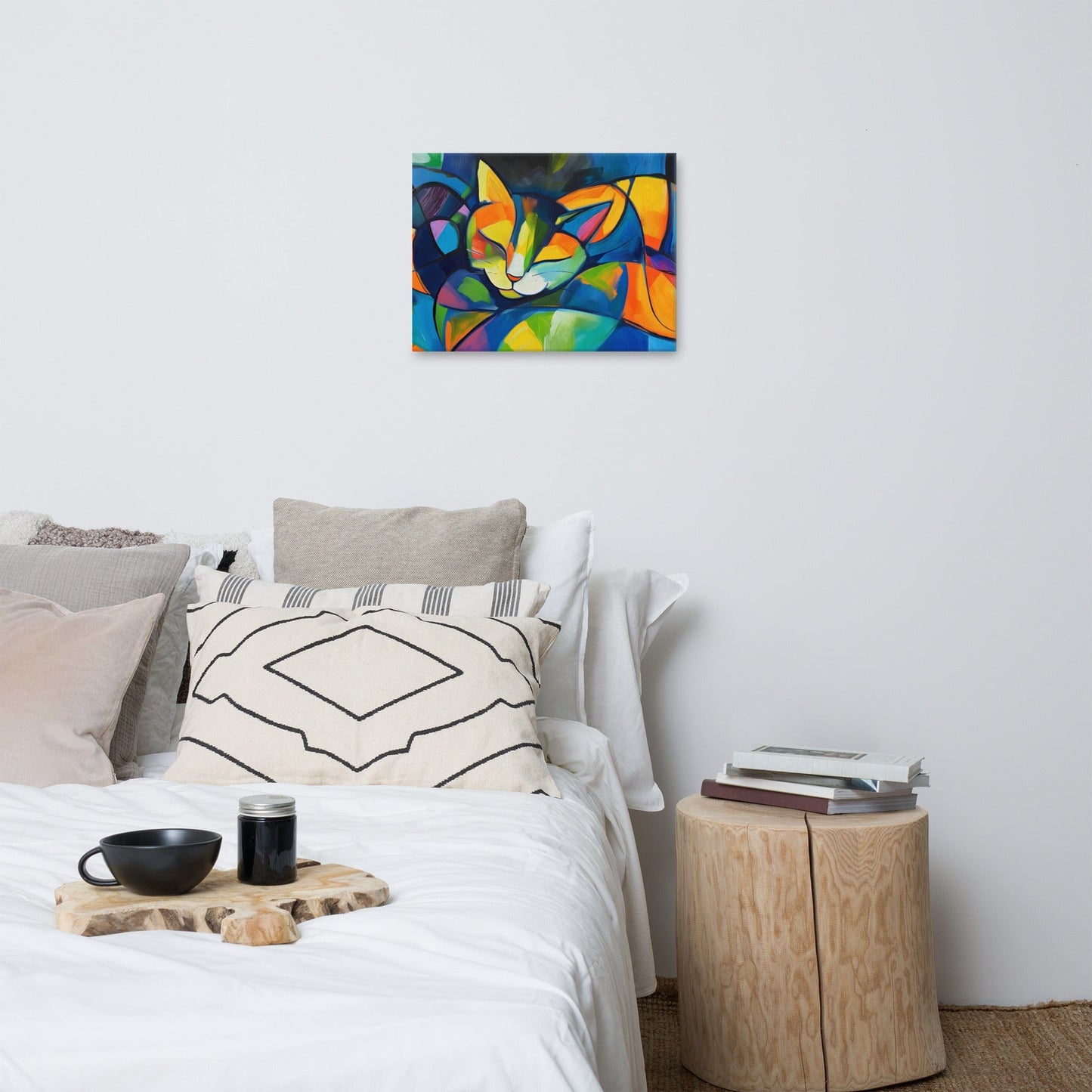 Peinture Abstraite Chat - Fusion Colorée Cubiste Affiches, reproductions et œuvres graphiques Art Virtuoso