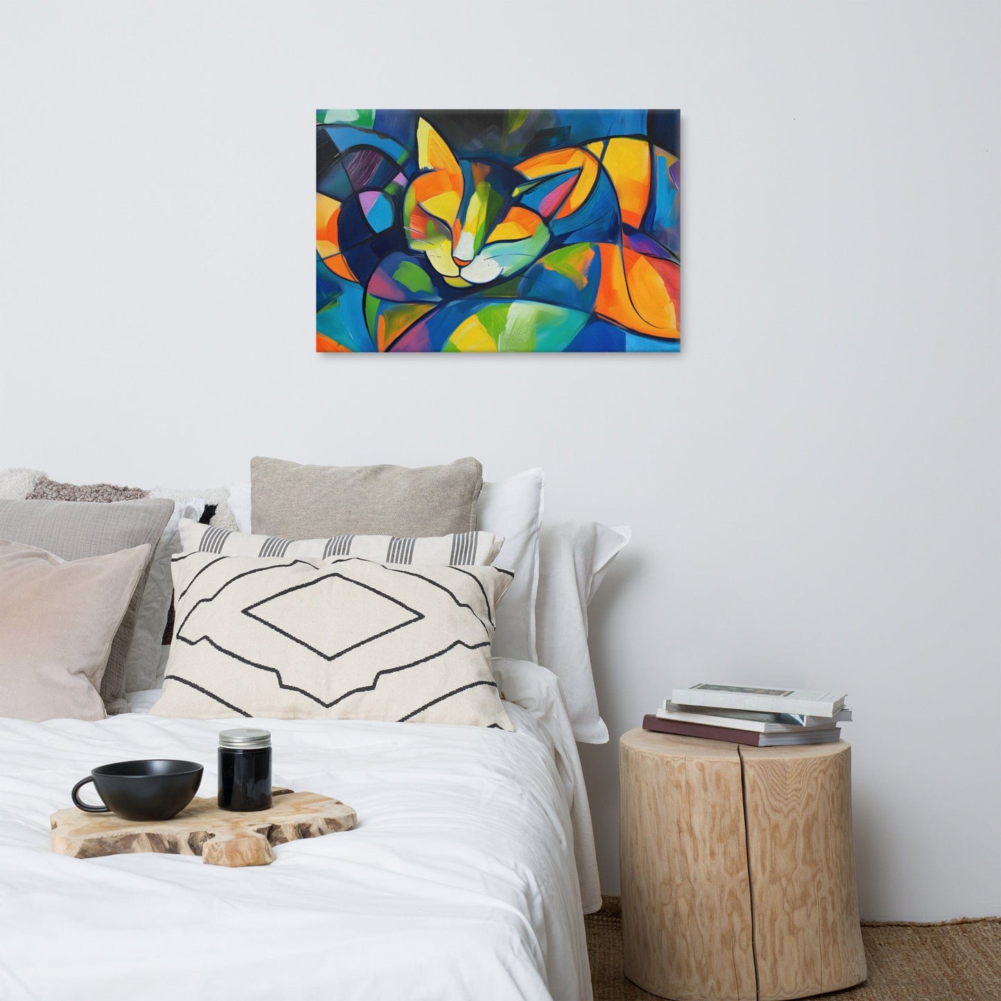 Peinture Abstraite Chat - Fusion Colorée Cubiste Affiches, reproductions et œuvres graphiques Art Virtuoso