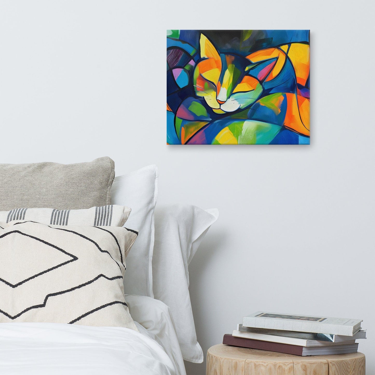 Peinture Abstraite Chat - Fusion Colorée Cubiste Affiches, reproductions et œuvres graphiques Art Virtuoso