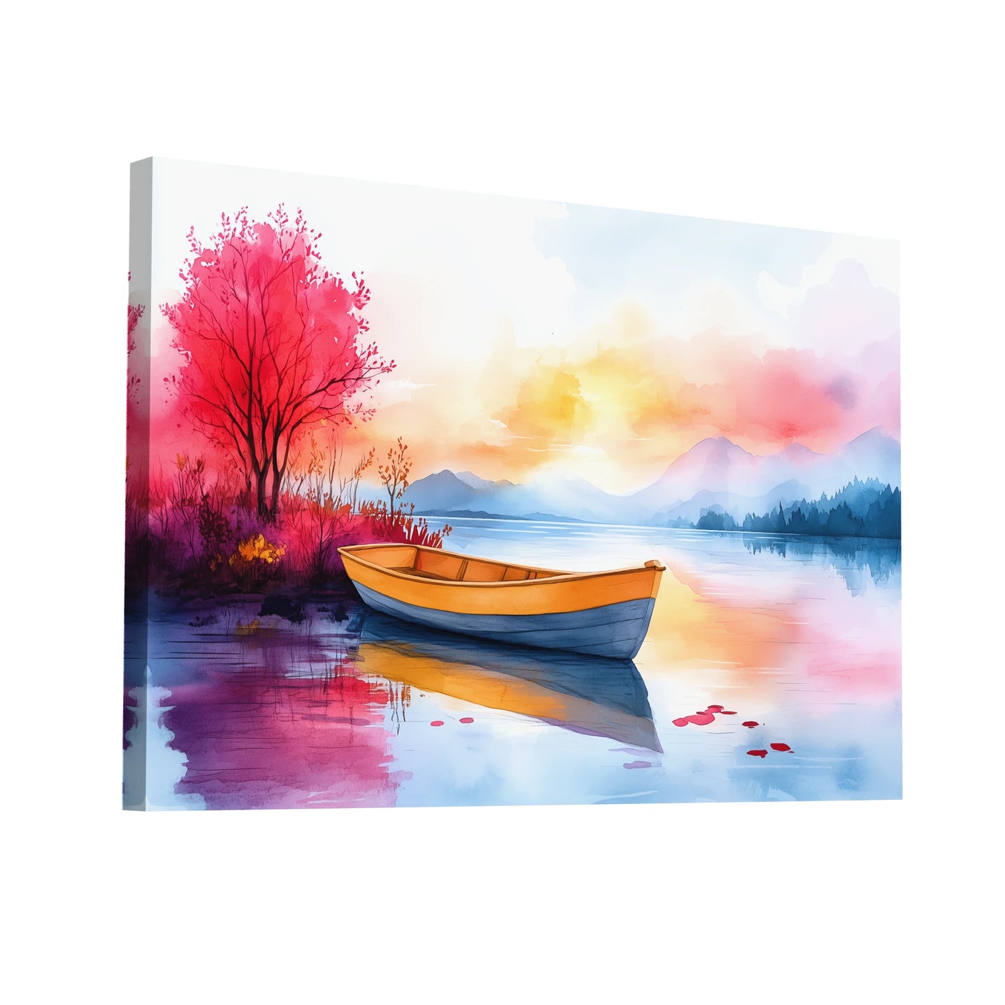 Product Hero 3D WebP Peinture Aquarelle Barque – Voyage Paisible - Art Virtuoso