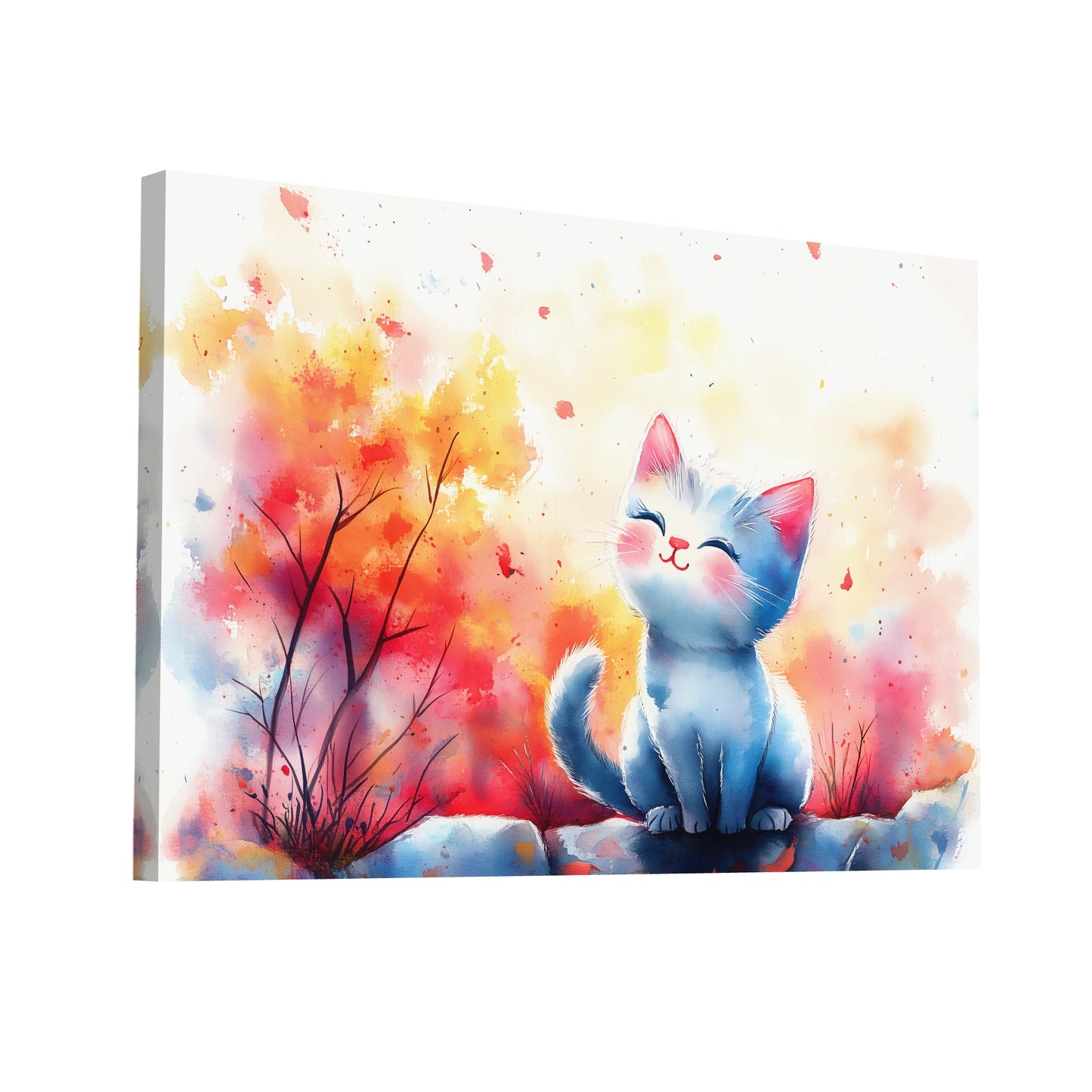 Product Hero 3D WebP Peinture Aquarelle Chat - Douceur Féline - Art Virtuoso
