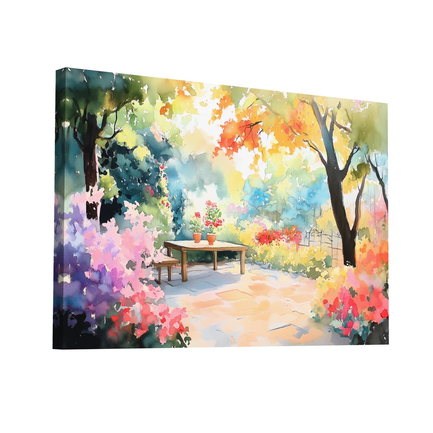 Product Hero 3D WebP Tableau Aquarelle - Jardin Paysible - Art Virtuoso