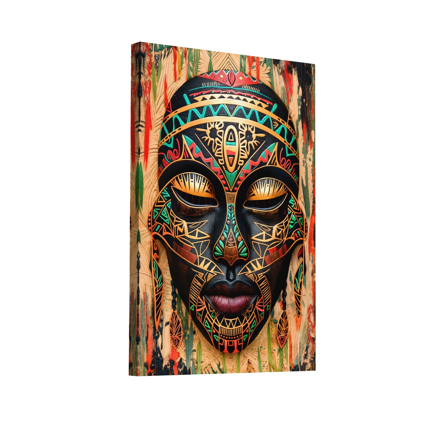 Product Hero 3D WebP Peinture Art Africain - Masque Mystique - Art Virtuoso