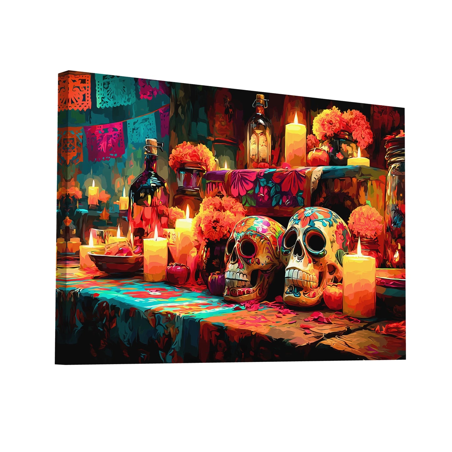 Product Hero 3D WebP Peinture Calavera Décoration – Autel Mexicain aux Couleurs du Jour des Morts - Art Virtuoso