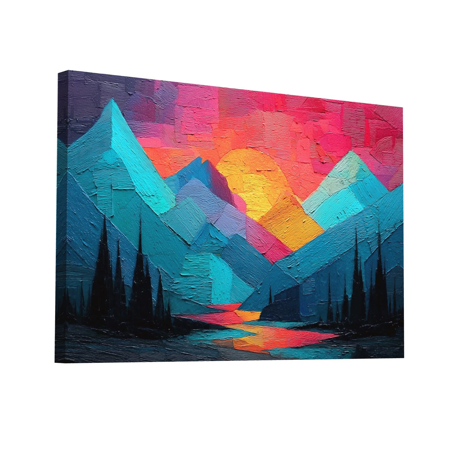 Product Hero 3D WebP Peinture Coucher de Soleil - Montagne Lointaine - Art Virtuoso