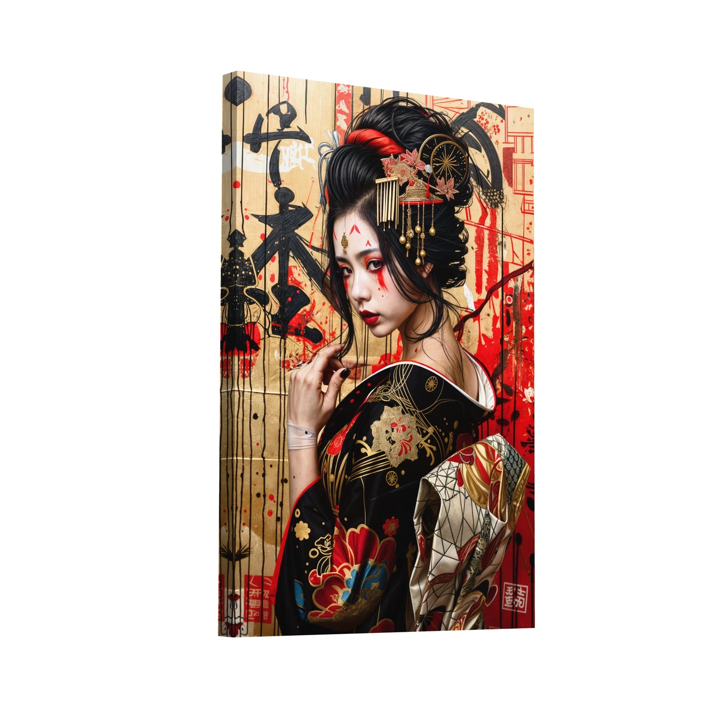 Product Hero 3D WebP Tableau Peinture Geisha de Dos - Keiko - Art Virtuoso