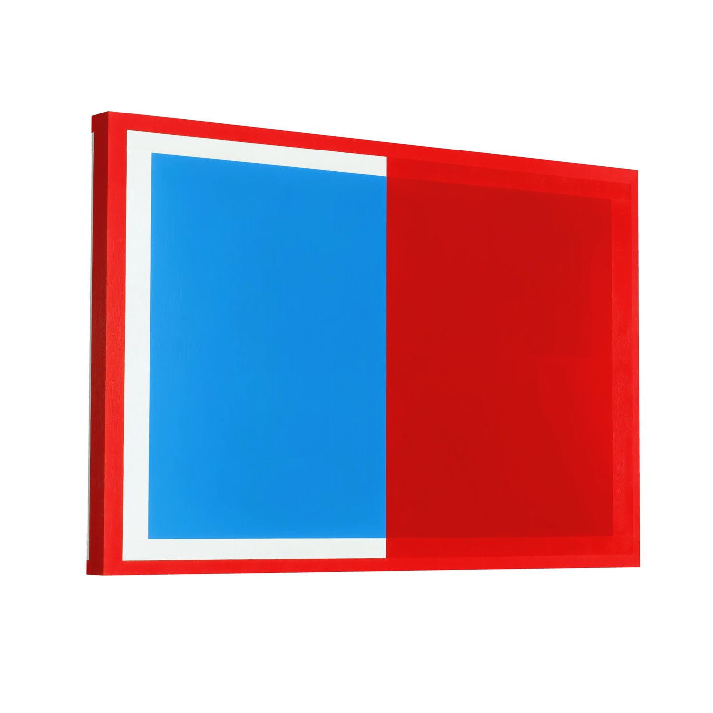 Product Hero 3D WebP Peinture Minimaliste Hard-Edge en Rouge et Bleu - Art Virtuoso