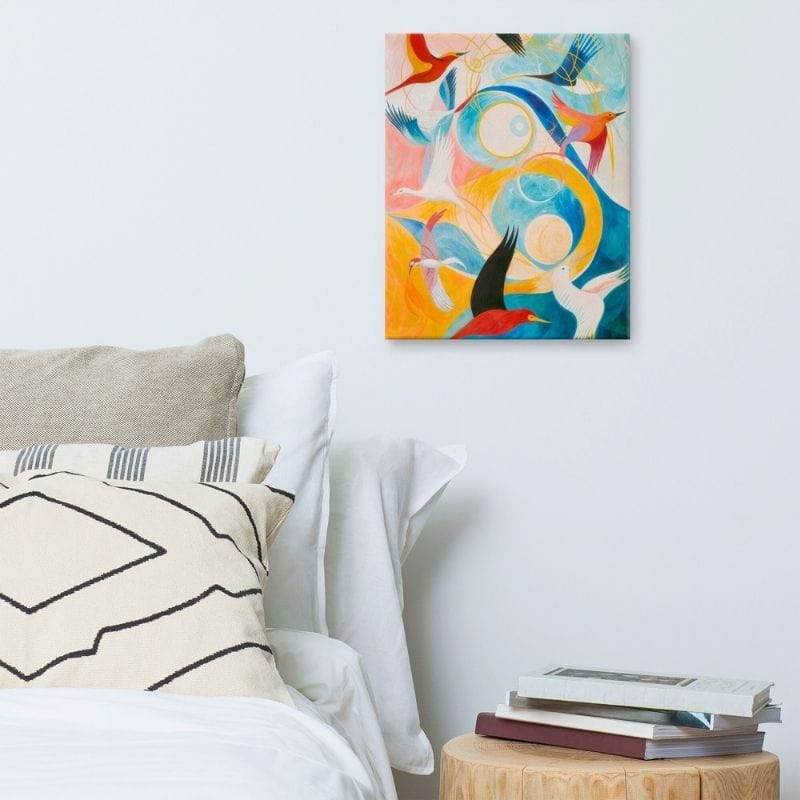 Peinture Oiseaux Abstrait - Voyage Coloré Art Virtuoso