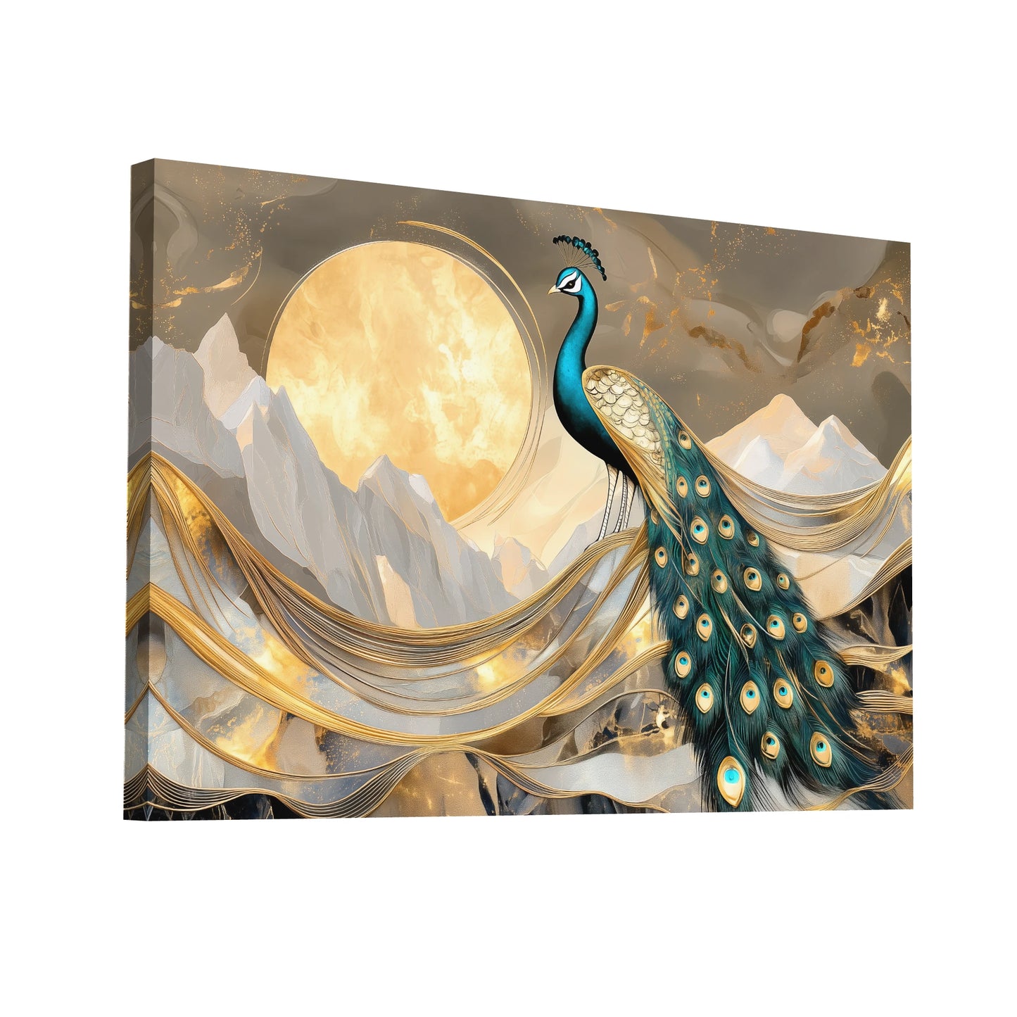 Product Hero 3D WebP Peinture Style Art Deco - Danse du Paon - Art Virtuoso