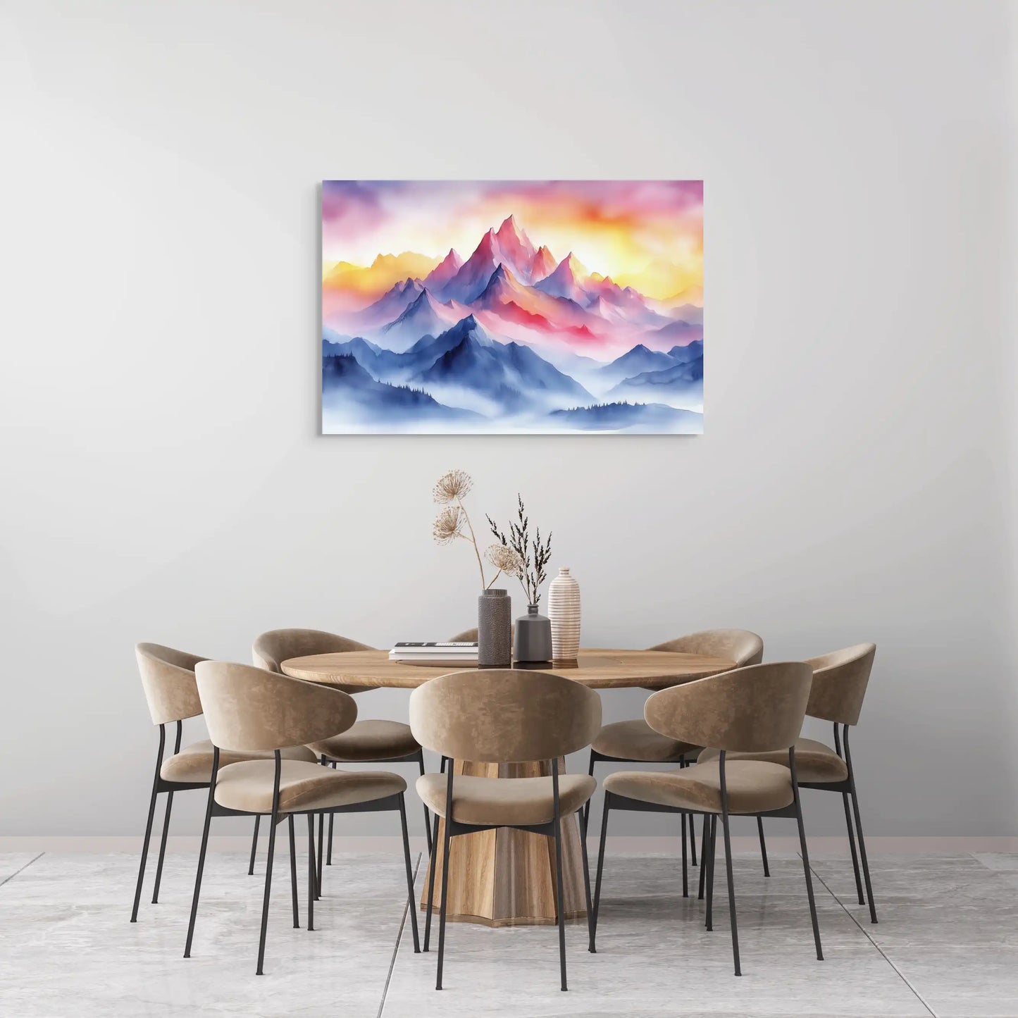 Peinture Aquarelle - Montagne Imposante Affiches, reproductions et œuvres graphiques Art Virtuoso