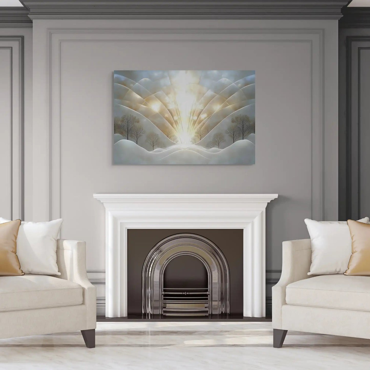 Peinture Blanc Art Deco - Tableau Aurore Affiches, reproductions et œuvres graphiques Art Virtuoso