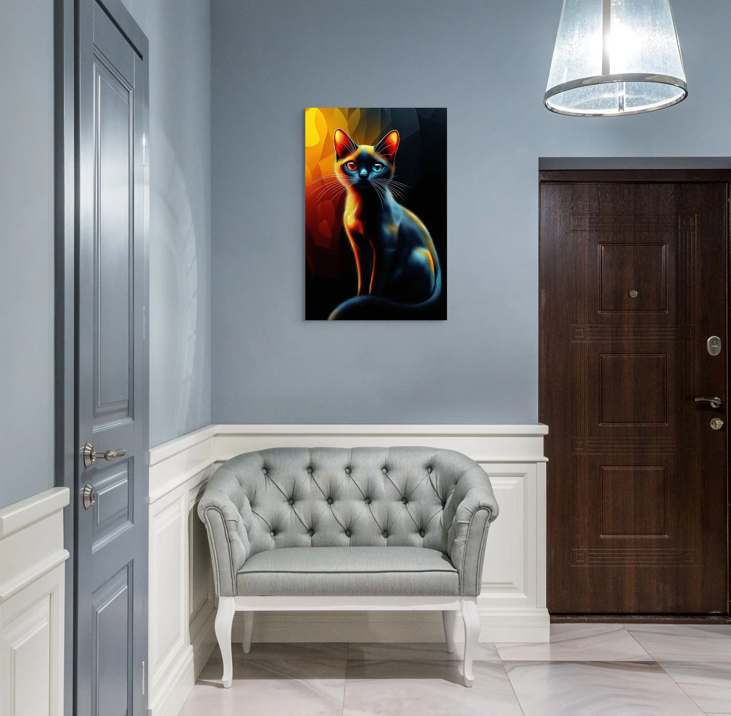 Peinture Chat sur Fond Noir - Luminescence Nocturne Affiches, reproductions et œuvres graphiques Art Virtuoso