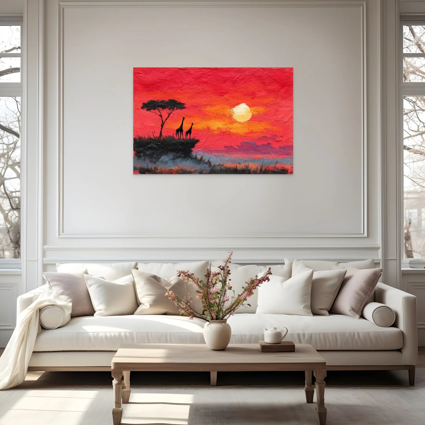 Peinture Coucher de Soleil - Savane