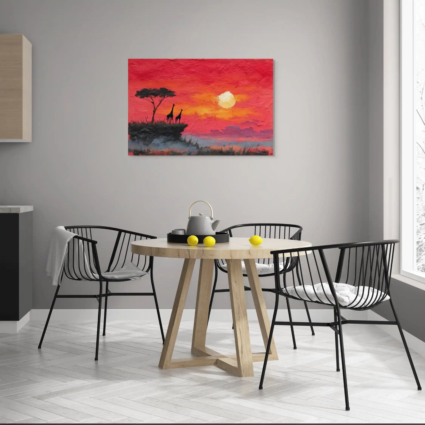 Peinture Coucher de Soleil - Savane