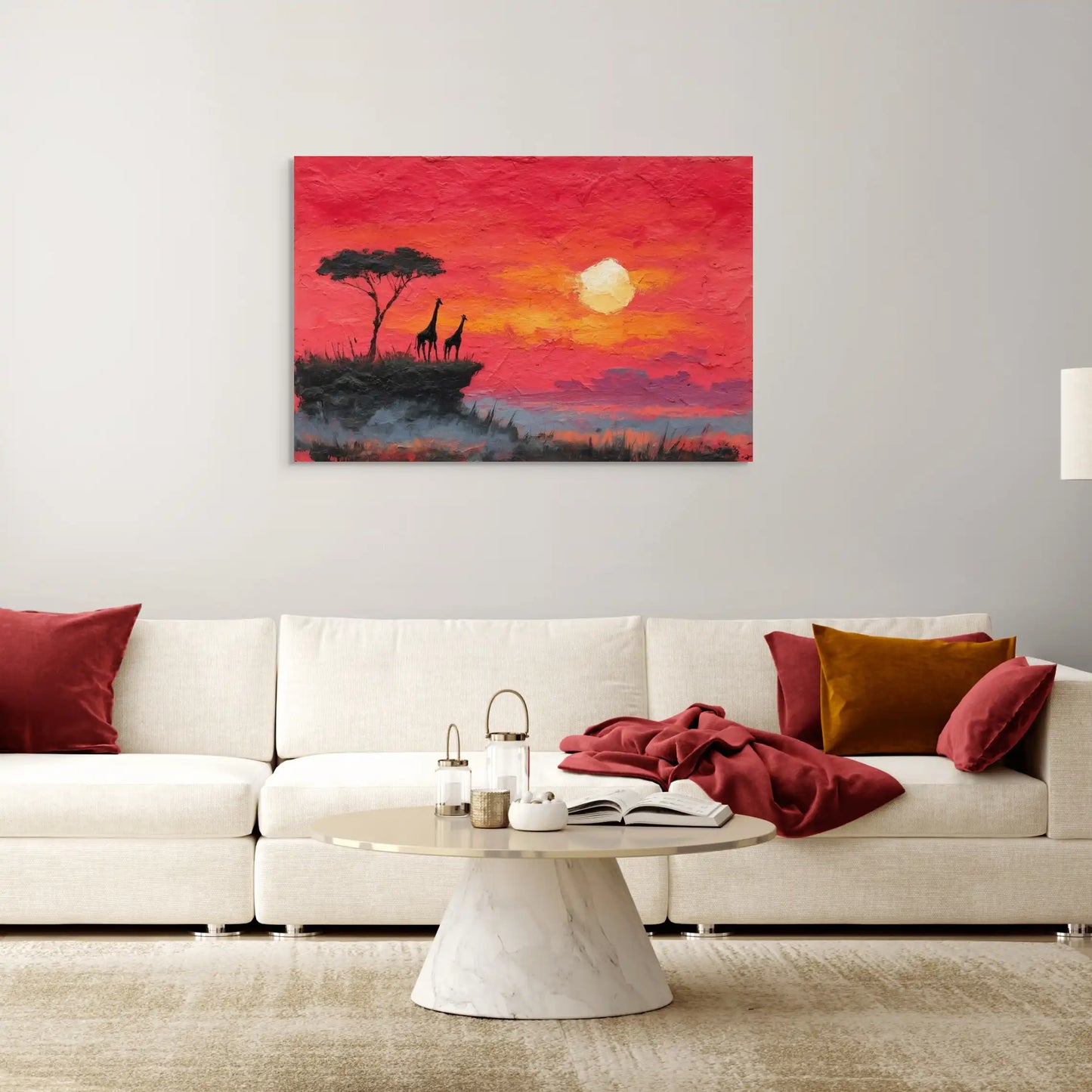 Peinture Coucher de Soleil - Savane