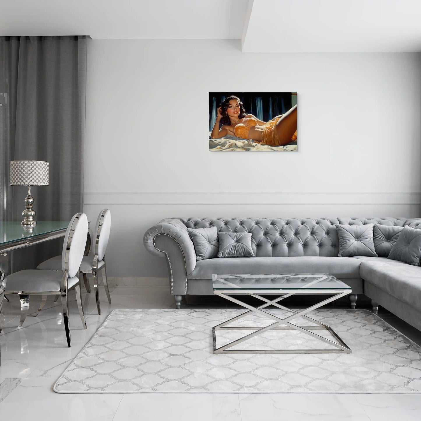 Peinture Femme Allongée - Élégance de la Diva Affiches, reproductions et œuvres graphiques Art Virtuoso