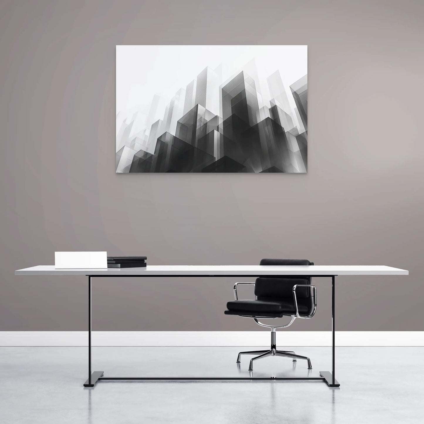Peinture Minimaliste Noir et Blanc - Ville Furtive Affiches, reproductions et œuvres graphiques Art Virtuoso