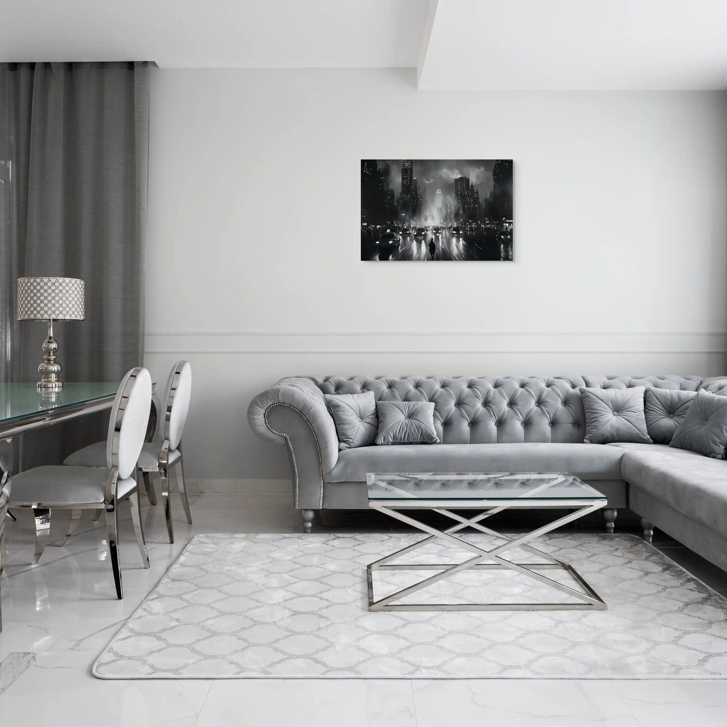 Peinture Noire et Blanc : Échos de la Ville Affiches, reproductions et œuvres graphiques Art Virtuoso