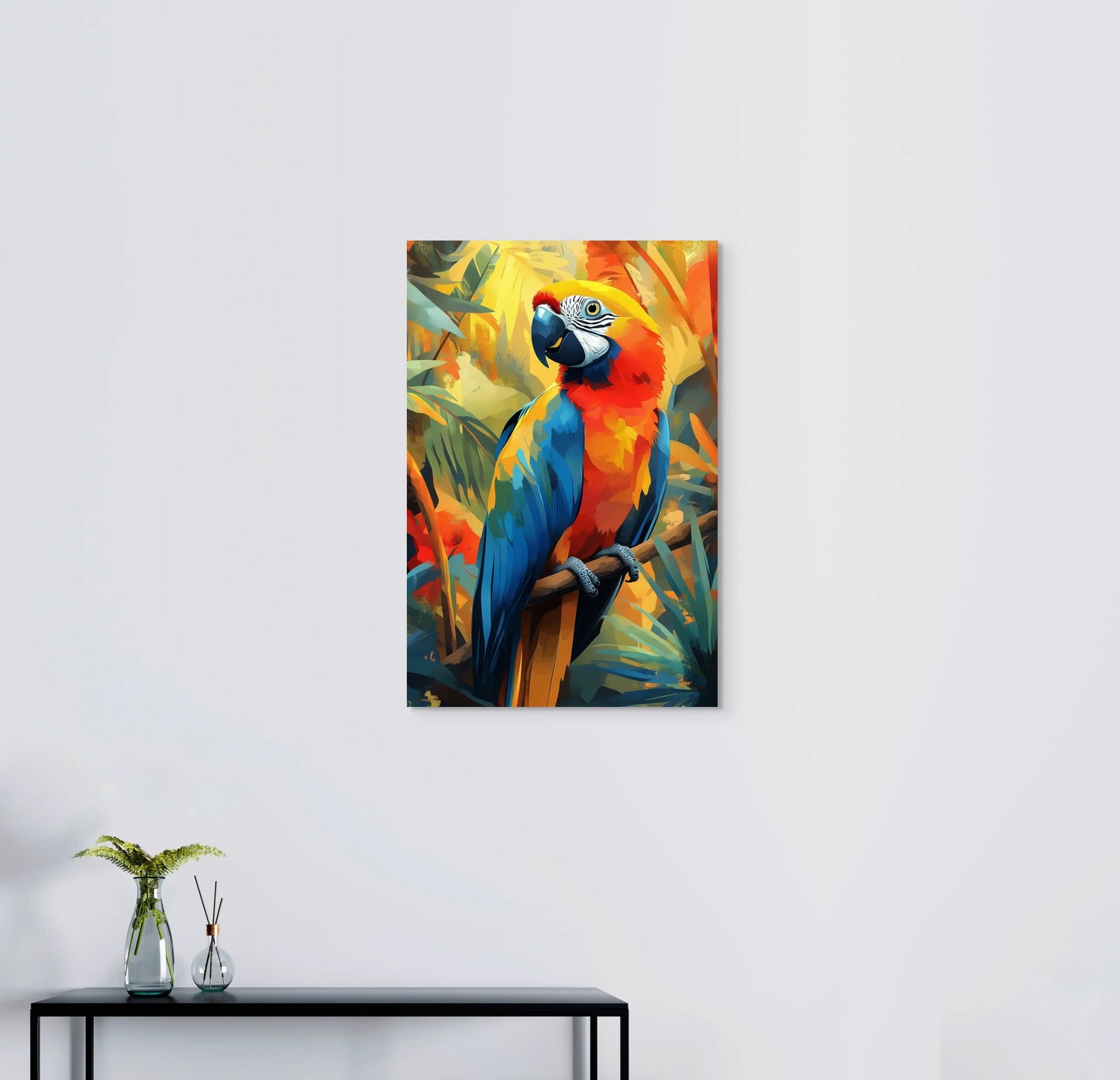 Peinture Perroquet sur Toile en Explosion Chromatique Affiches, reproductions et œuvres graphiques Art Virtuoso