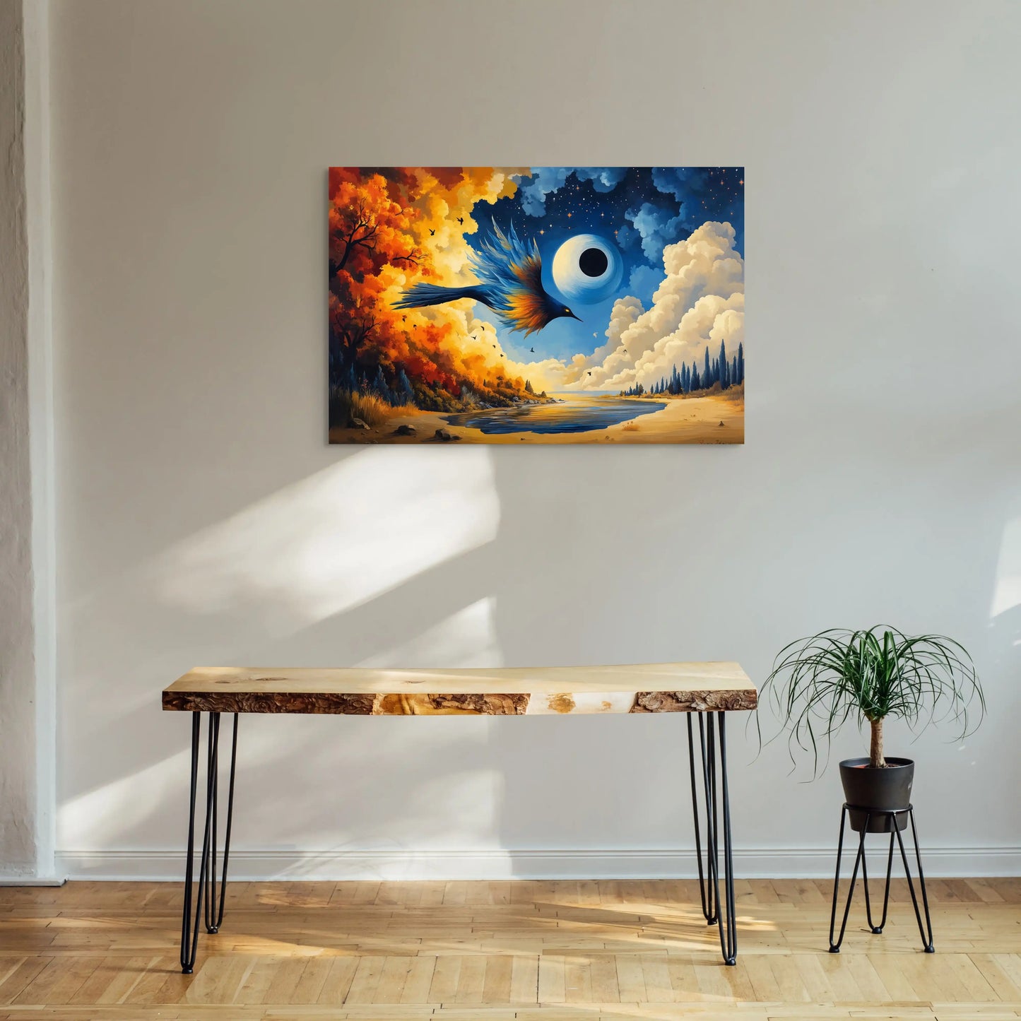 Peinture Surréaliste Oiseau : Éclipse Onirique Affiches, reproductions et œuvres graphiques Art Virtuoso